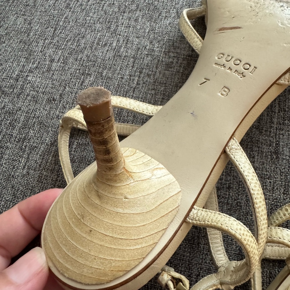 Vintage Gucci Women's Cream Sandals - Picture 3 of 6